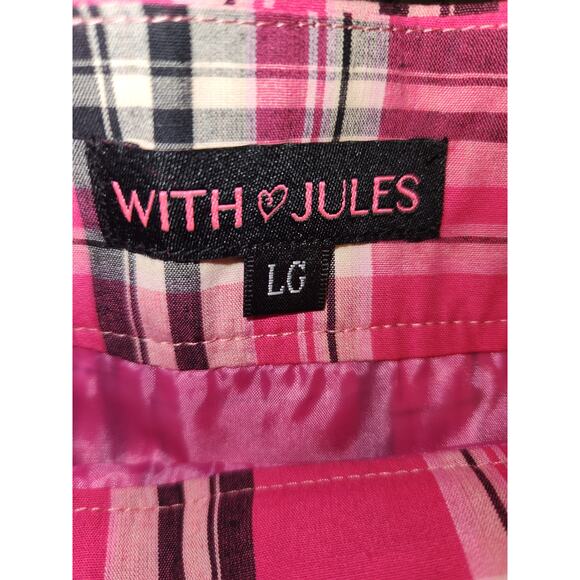 NWT With Jules Big Girls Pleated Plaid Mini Skirt Pink LG - Picture 4 of 8